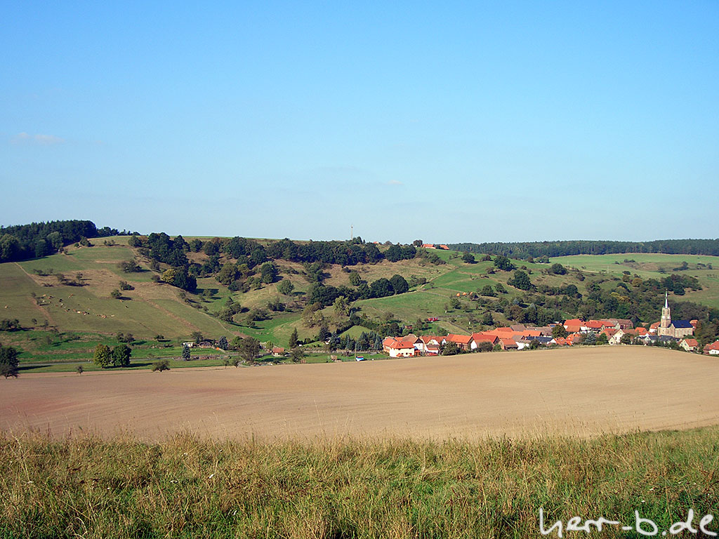 Kuhdorf - links Kühe, rechts Dorf